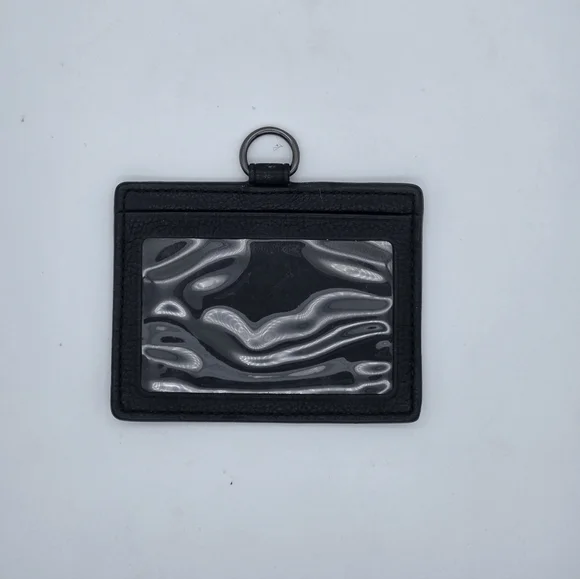 Coach Pebbled Black Leather Card Holder - Picture 2 of 3
